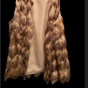 Faux Fur Vest in Brown and Tan